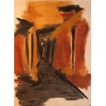 “The Way to the River (after de Kooning)” (part of series)   charcoal, ochre 1998   76x55cm